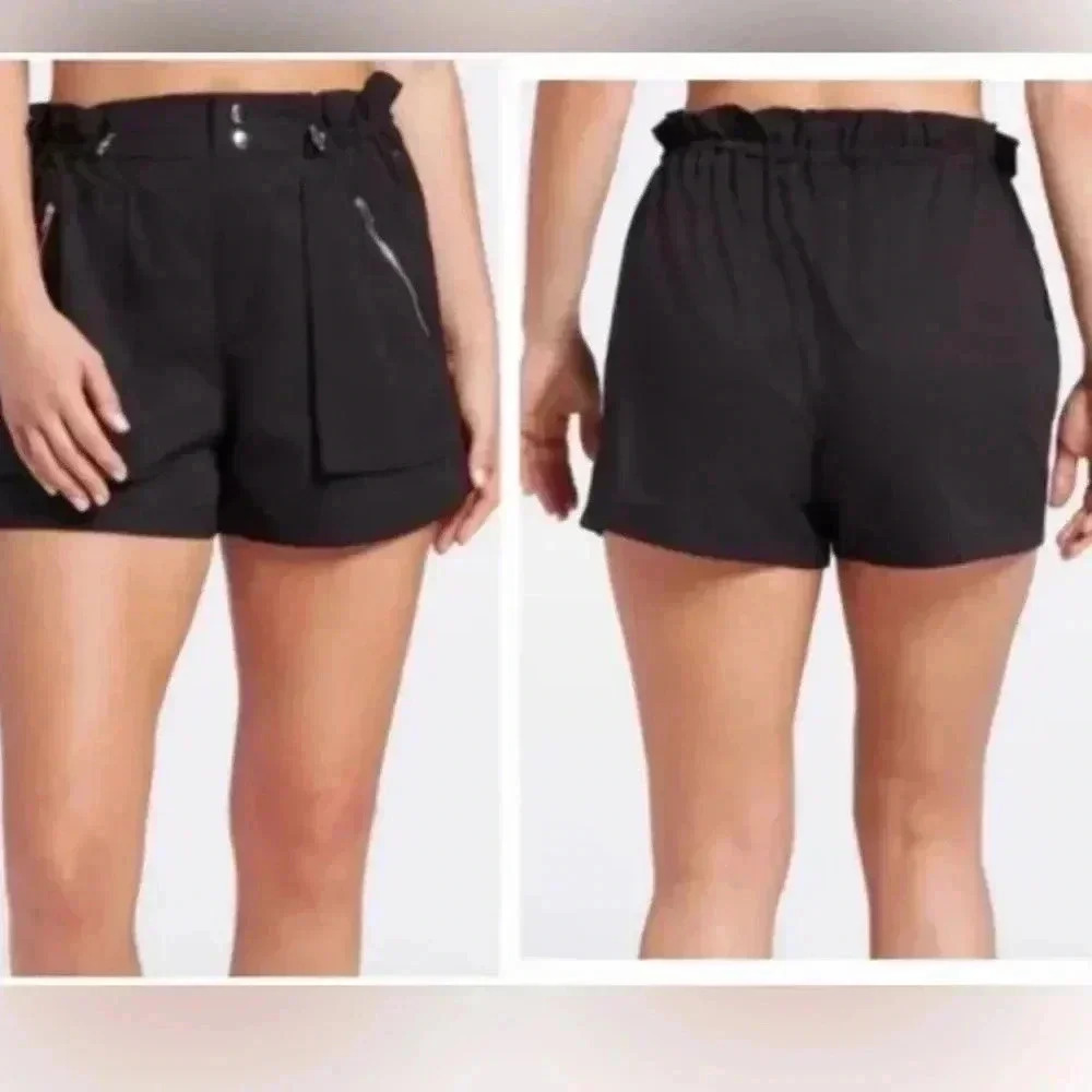 Calia Black Journey Woven Paperbag High Rise Active Shorts Sz XXL new